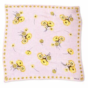 Madewell Yellow Flower Floral Pink Scarf 21 x21